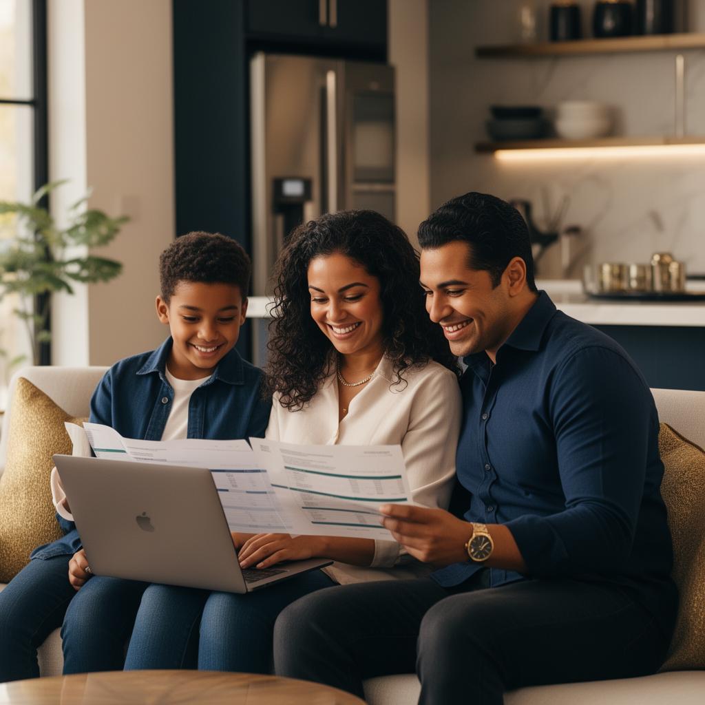 Hispanic family planning their financial future